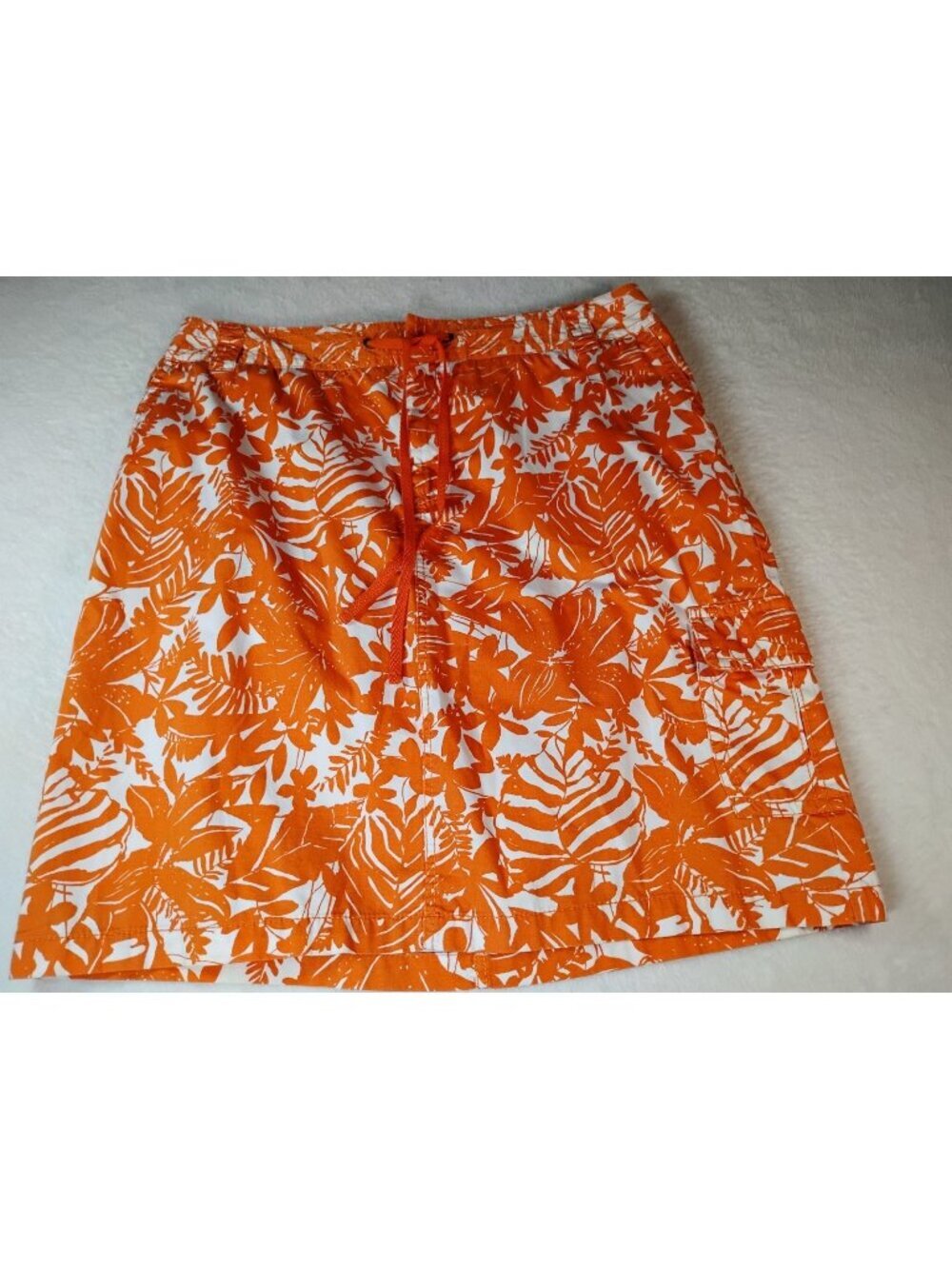 Liz Claiborne Midi Skirt Tropical Beachy Resort Casual Size 14W Orange/White